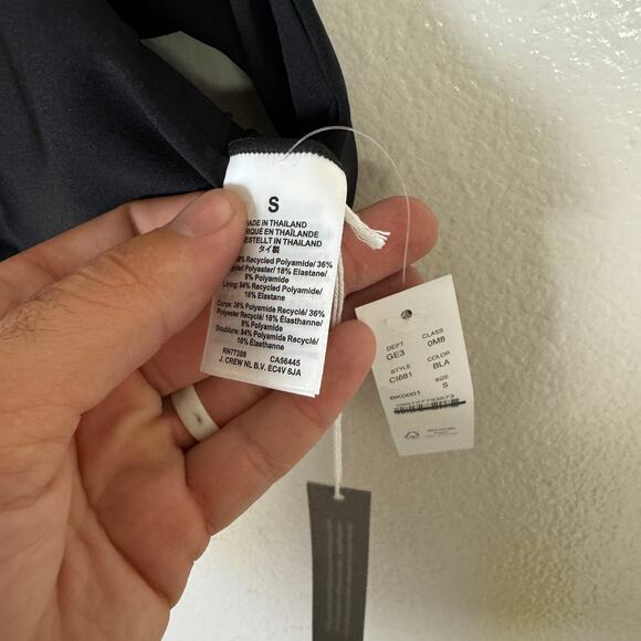 J.Crew Classic Sculpt Lana Bikini Top SZ S Black V-Neck Removable Pad Adjustable - Picture 5 of 9